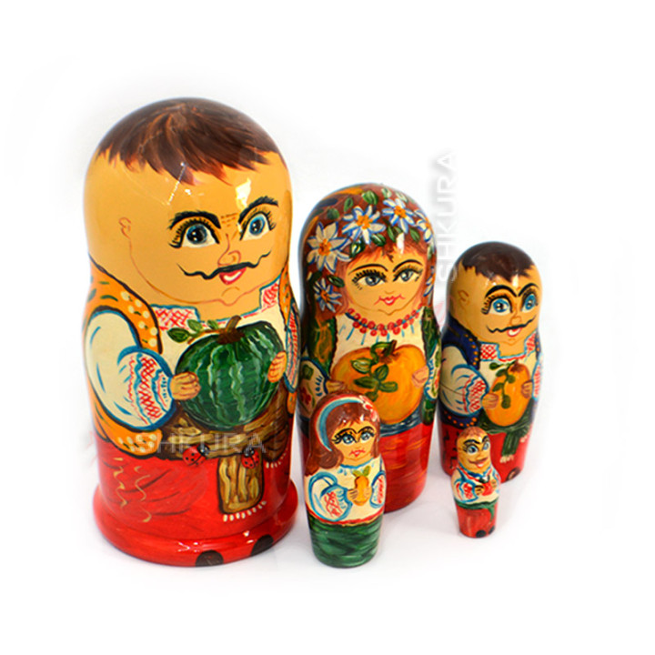 Матрьошки "Українська сім'я" 02, 5 шт. 18 см