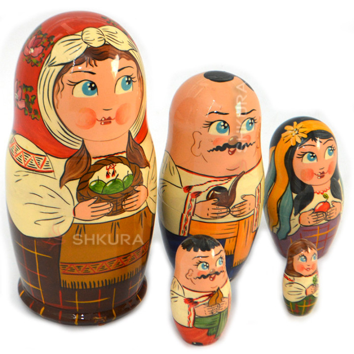 Матрьошки "Українська сім'я" 01, 5 шт. 18 см