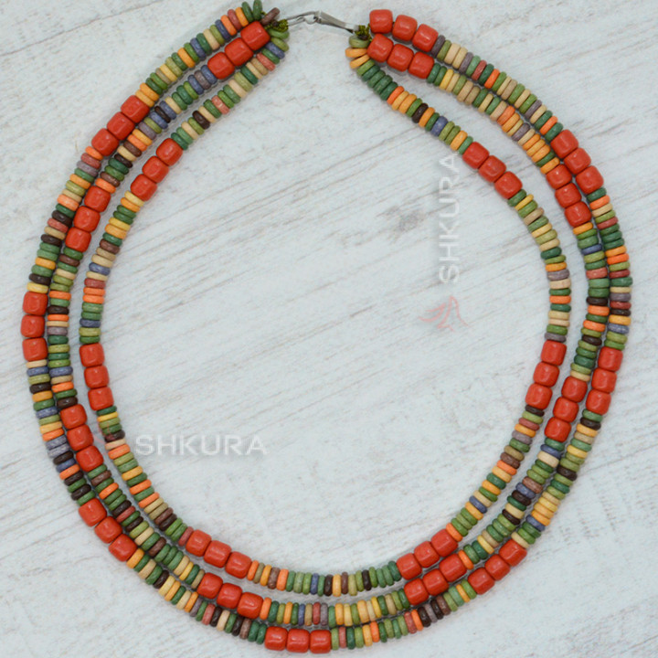 Бусы из керамики, 3-х рядные, комбинированные 07, 50 см