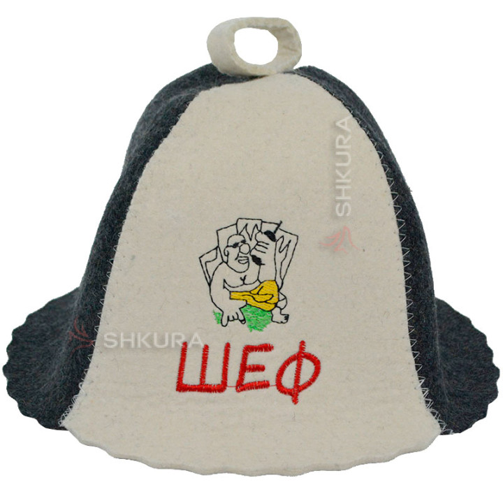 Шапка для бани "Шеф", серо-белая