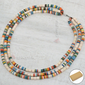 Бусы из керамики, 3-х рядные, комбинированные 10, 50 см