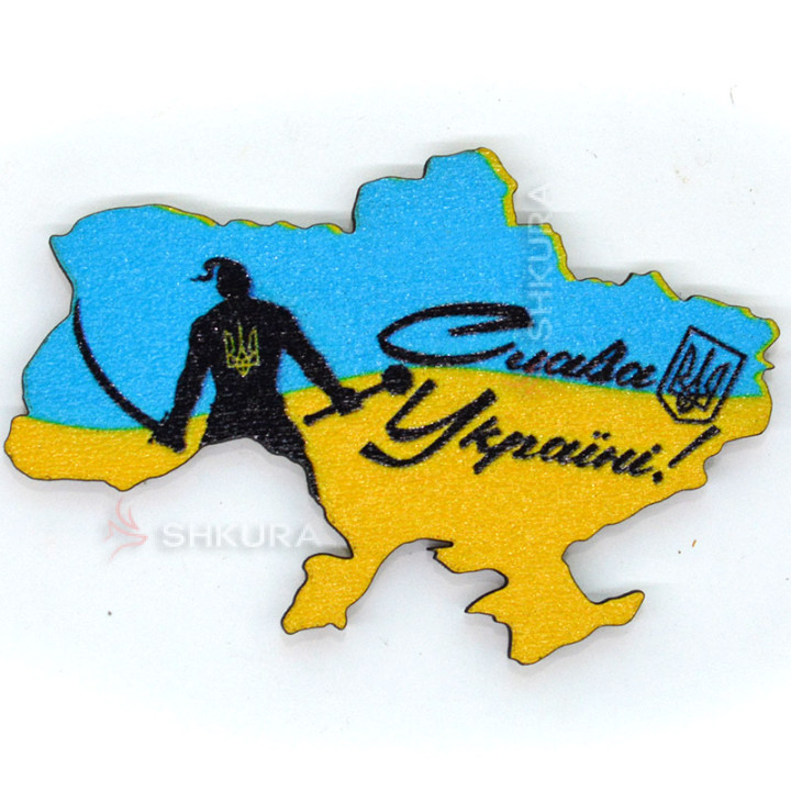 Магніт на холодильник, карта, "Слава Україні", 9х6 см