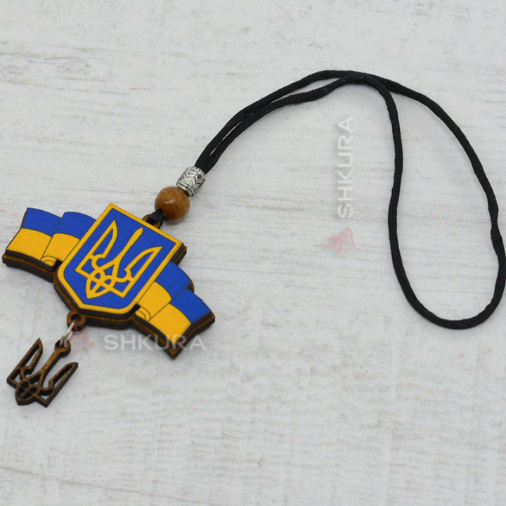 Подвеска на зеркало в машину "Герб и Флаг Украины"