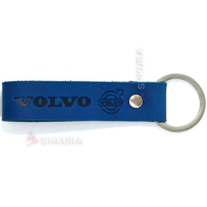 Шкіряний брелок для авто "Volvo", синій