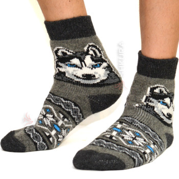 Мужские носки "Хаски, узор", серые
