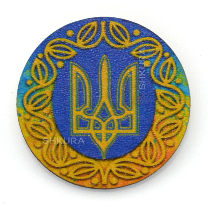 Деревянный значок "Герб Украины", узор