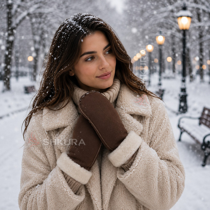 Женские варежки CASUAL, коричневые
