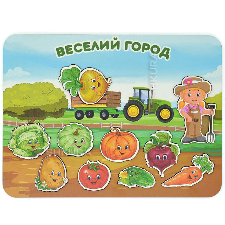 Дерев'яний пазл "Веселий город", 34х25 см
