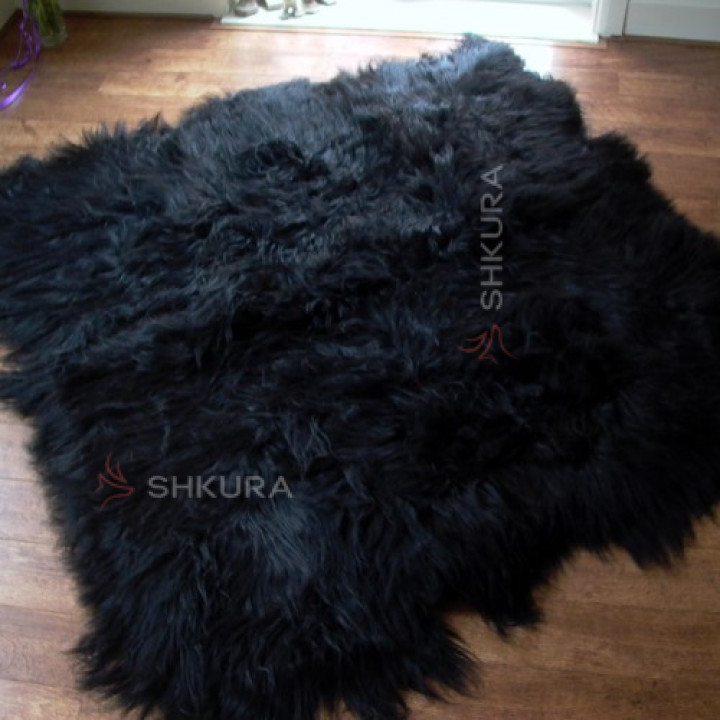 Ковер из черной исландской овчины, из 6 шкур