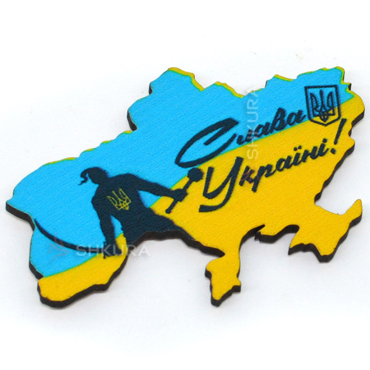 Магніт на холодильник, карта, "Слава Україні", 9х6 см