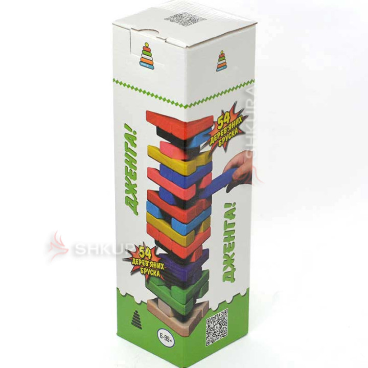 Настольная игра  "Дженга", 54 блоков, разноцветная