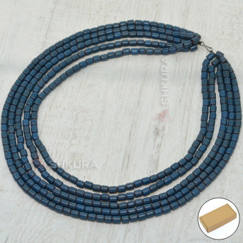 Бусы из керамики, 5-ти рядные, массивное, синее, 50 см