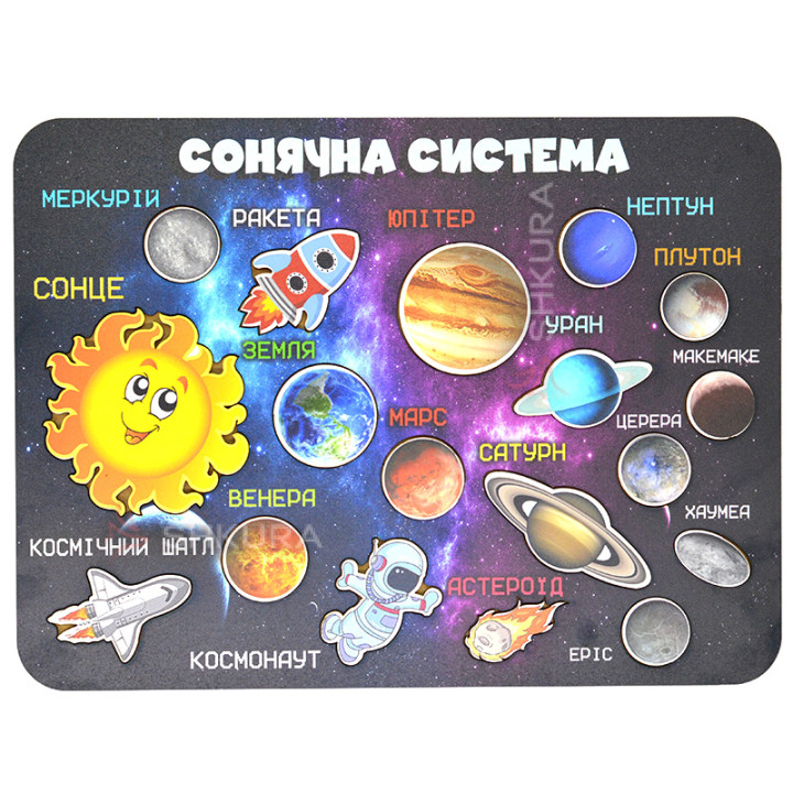 Дерев'яний пазл "Сонячна система", 34х25 см