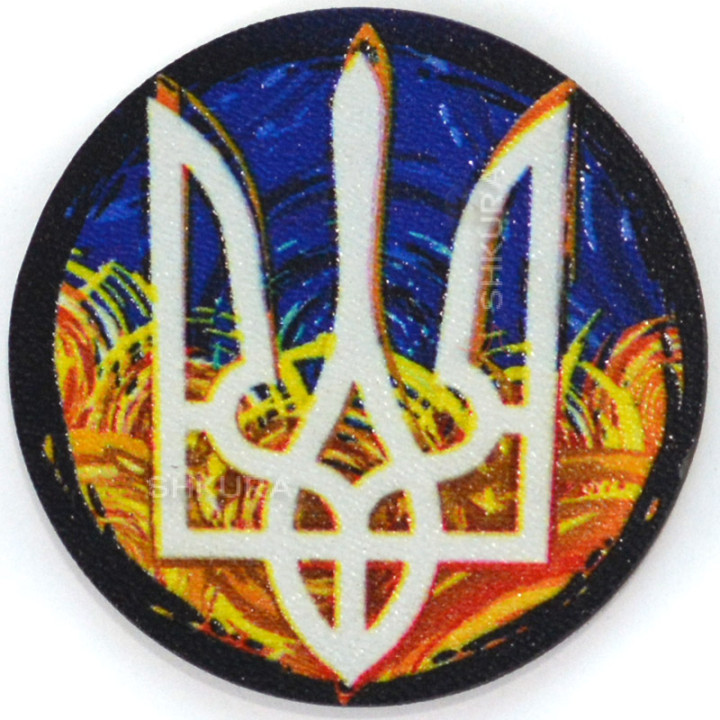 Магніт на холодильник, коло, "Герб України", 6х6 см