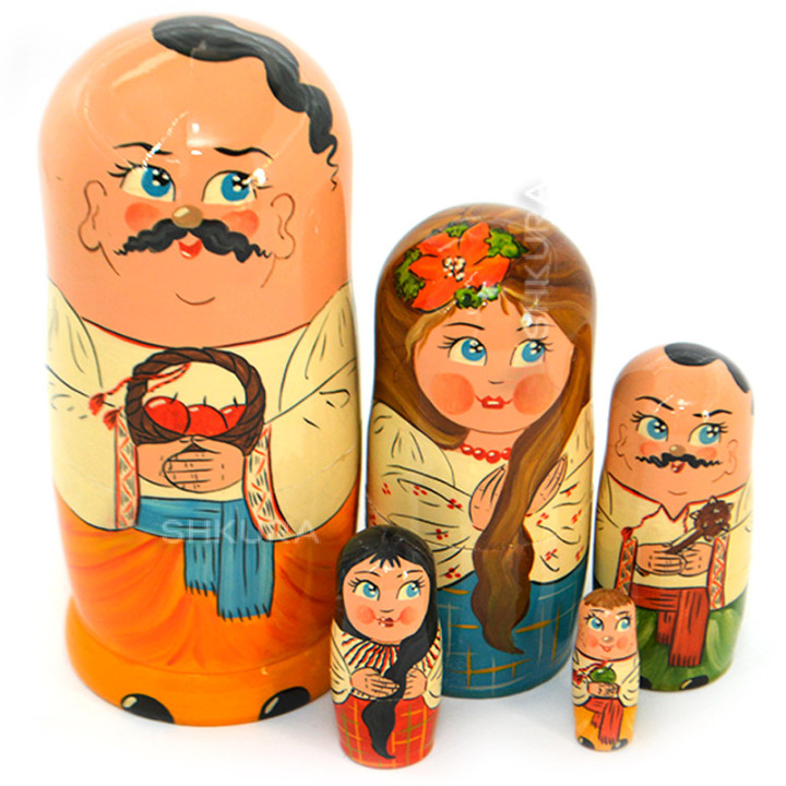 Матрьошки "Українська сім'я", 5 шт. 20 см