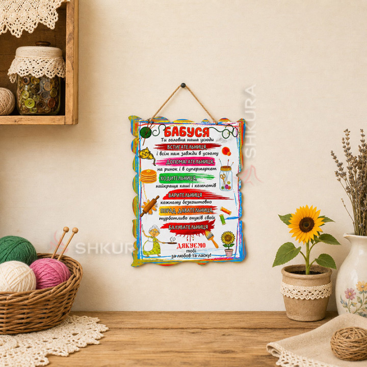 Декоративна табличка "Бабуся", 30х24 см, А4
