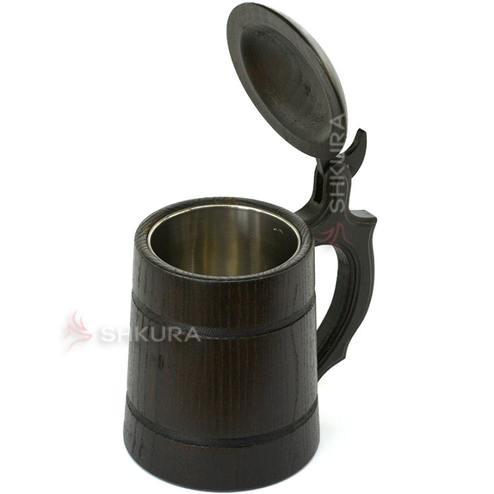 Пивная кружка с крышкой, 0,5 л, темная