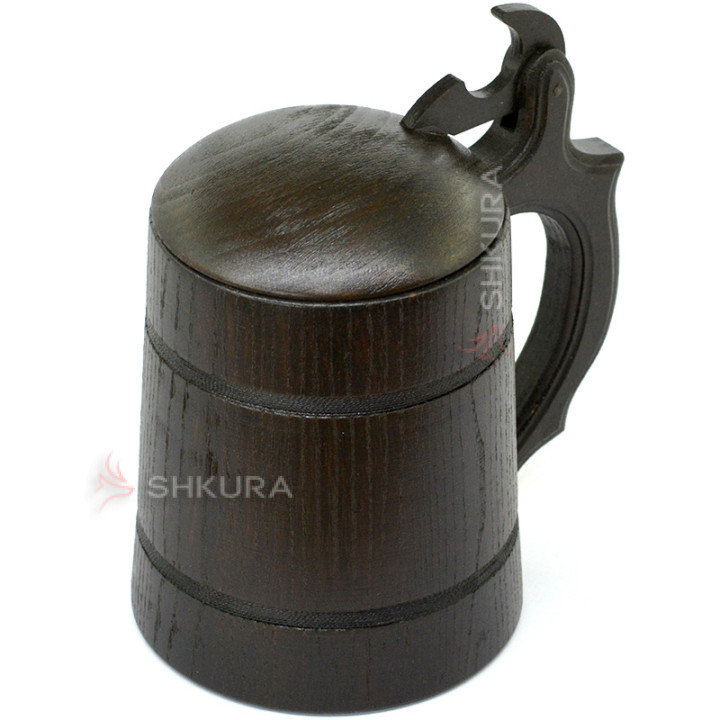 Пивная кружка с крышкой, 0,5 л, темная