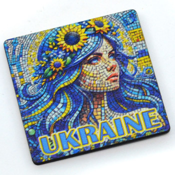 Магніт на холодильник, квадрат, "Ukraine, мозаїка", 6х6 см
