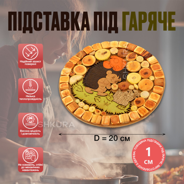 Подставка под горячее "Ежик", круглая, двусторонняя, 20 см