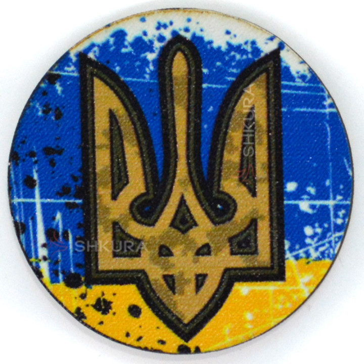 Магніт на холодильник, коло, "Тризуб, синьо-жовтий", 6х6 см