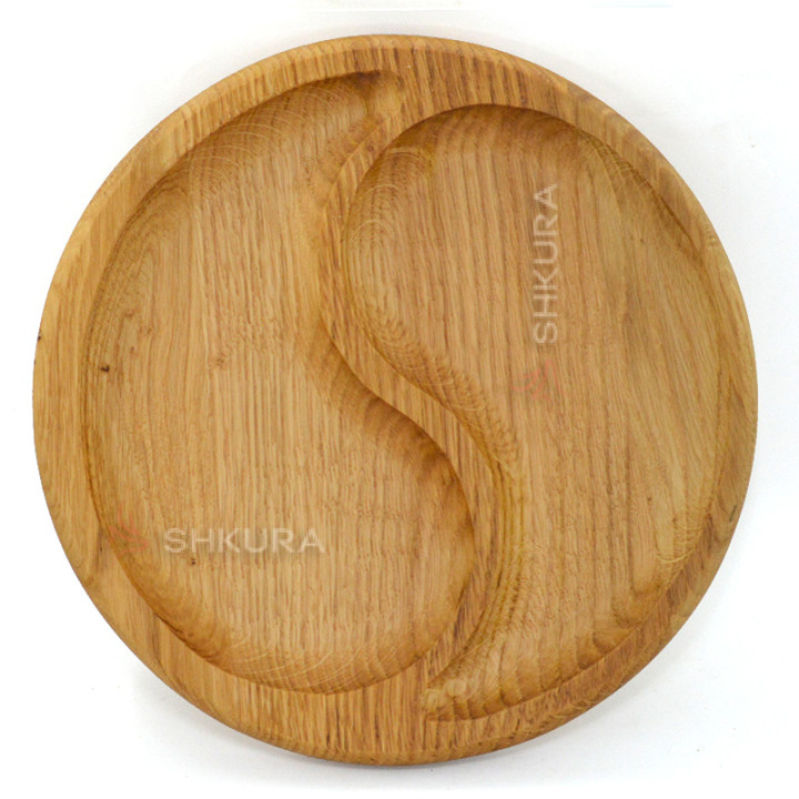 Доска для подачи еды, 2 секции, 20 см. Дуб. С08
