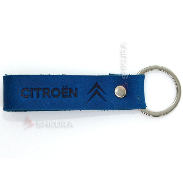 Шкіряний брелок для авто "Citroen", синій