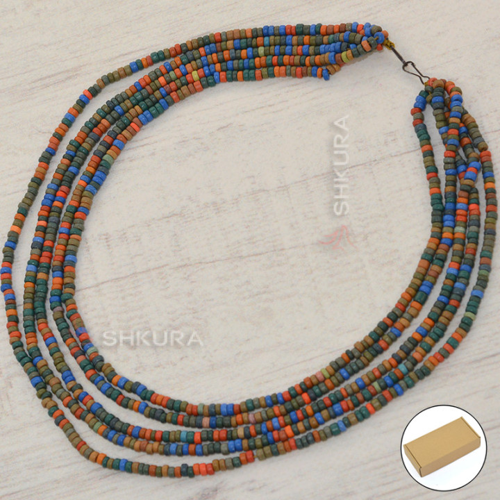 Бусы из керамики, 5-ти рядные, разноцветные 03, 45 см