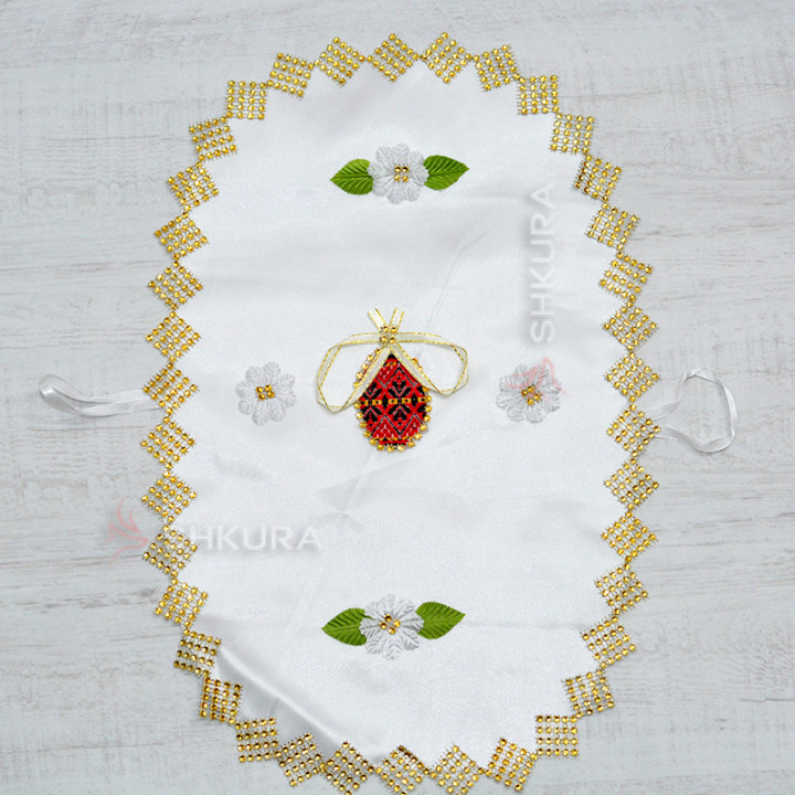 Пасхальная салфетка, декорированая, 45х35 см, бежевая