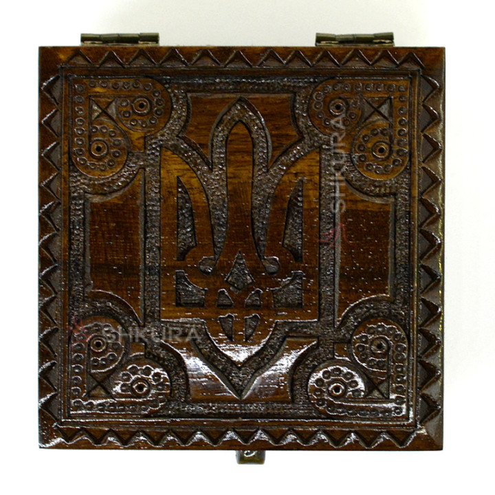 Шкатулка с гербом Украины, 10х10 см