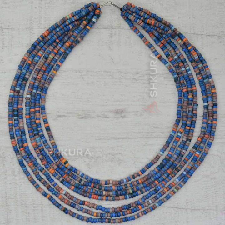 Бусы из керамики, 7-ми рядные, разноцветное 4, 50 см