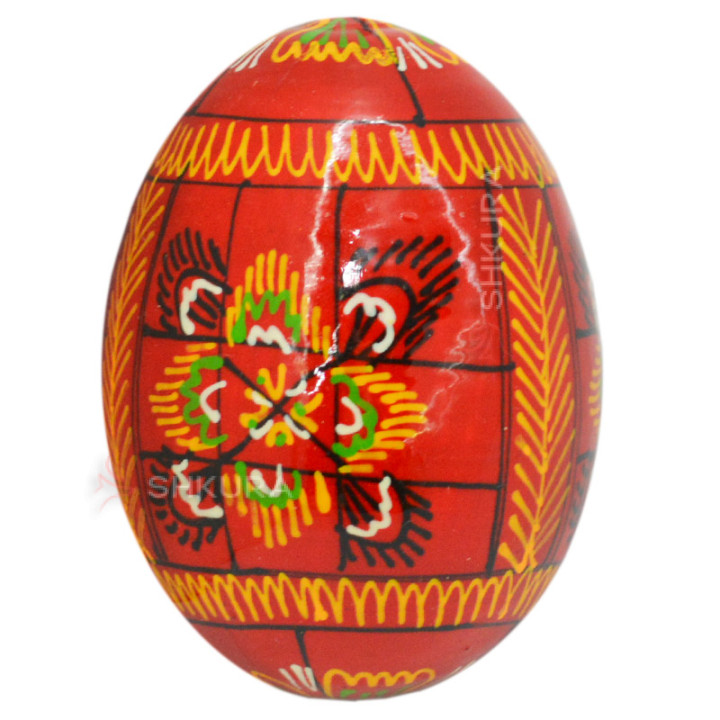 Пасхальное яйцо, 6 см, орнамент, красное