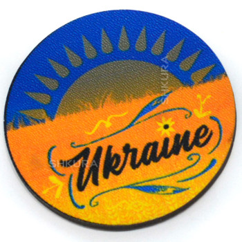 Магніт на холодильник, коло, "Ukraine", 6х6 см