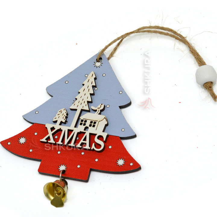 Новогодняя игрушка с колокольчиком "Xmas "