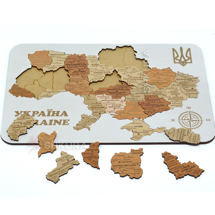 Дерев'янний пазл "Україна"