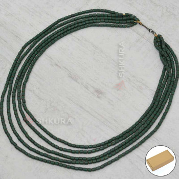 Бусы из керамики, 5-ти рядные, темно-зеленое, 50 см