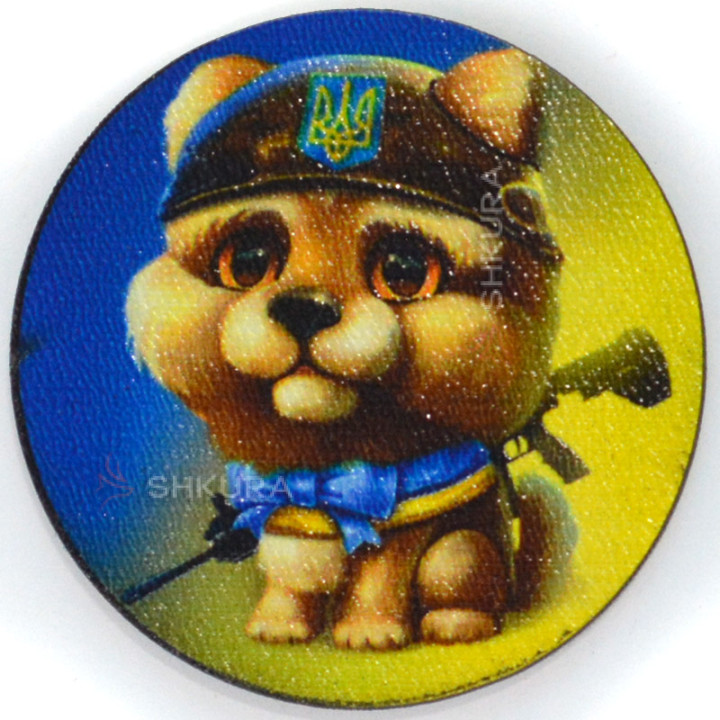 Магніт на холодильник, коло, "Собачка", 6х6 см