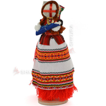 Кукла мотанка на подставке, 27 см, красная