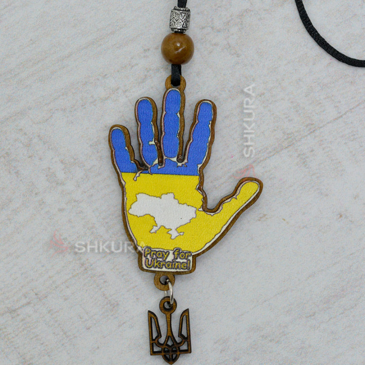 Подвеска на зеркало в машину "Pray for Ukraine"