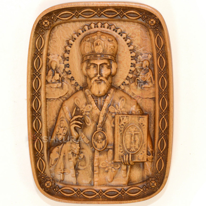 Різьблена ікона "Святий Миколай", 17x12 см