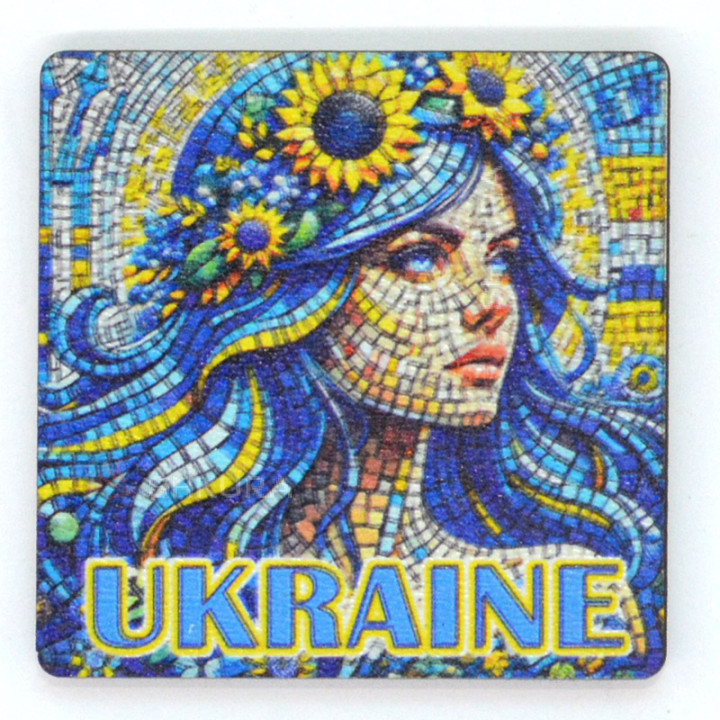Магнит на холодильник, квадрат, "Ukraine, мозаика", 6х6 см