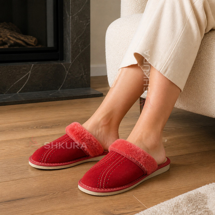 Тапочки женские зимние, ЗВО8. Красные