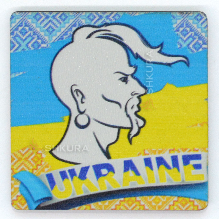 Магніт на холодильник, квадрат, "Ukraine, козак", 6х6 см
