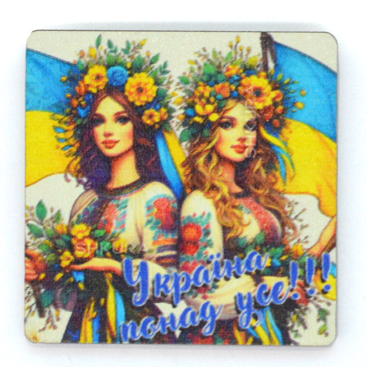 Магнит на холодильник, квадрат, "Україна понад усе", 6х6 см