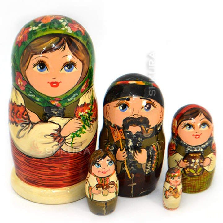Матрьошки "Гуцульська сім'я" 04, 5 шт. 18 см