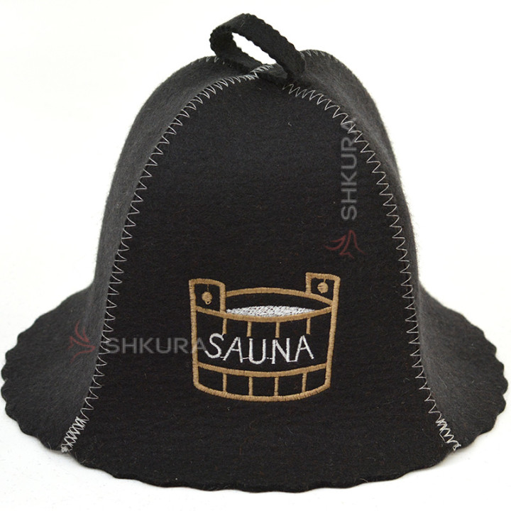 Шапка для бани "Sauna", черная