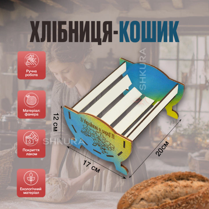 Хлібниця-кошик, 20х17 см, синьо-жовта