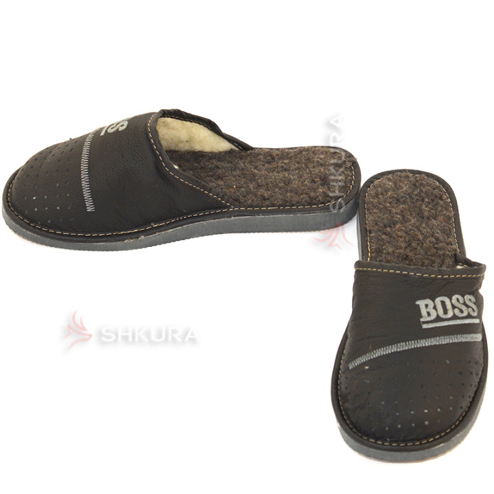 Тапочки чоловічі зимові, ШТО24. Boss. Чорні