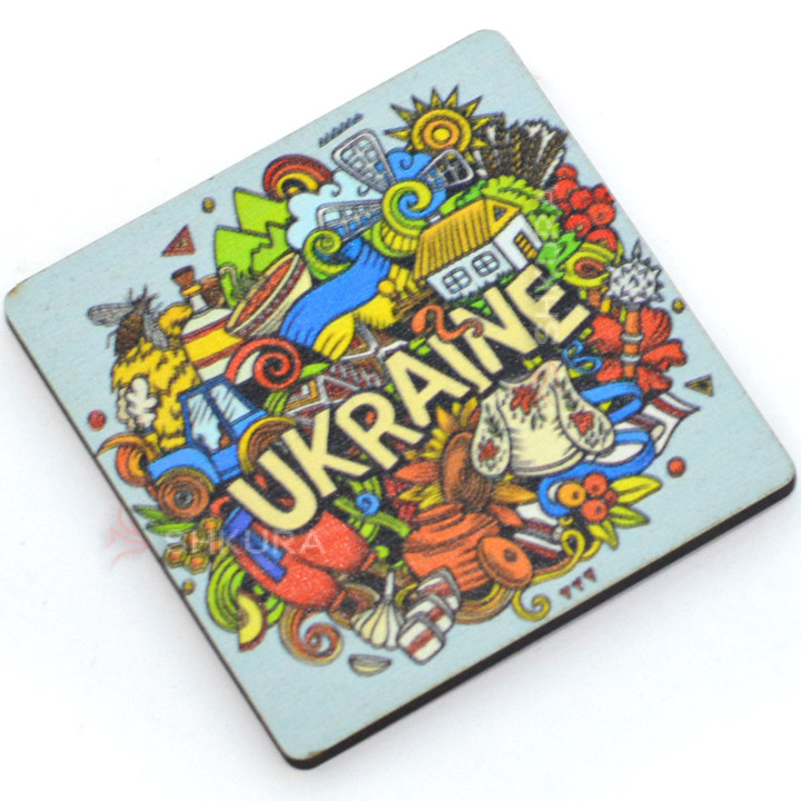 Магнит на холодильник, квадрат, "Ukraine", 6х6 см