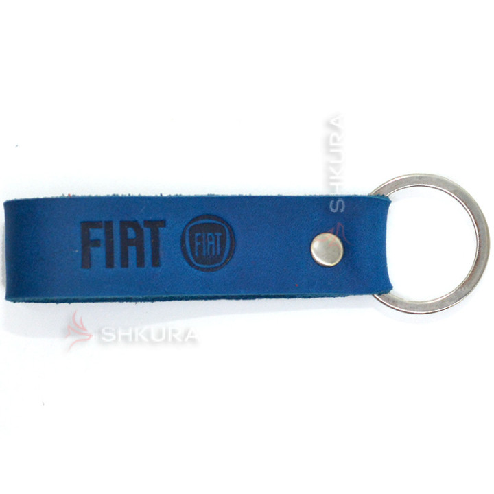 Шкіряний брелок для авто "Fiat", синій